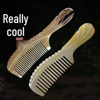 Ox Horn Flower-Handle Massage Comb for Women’s Long Hair