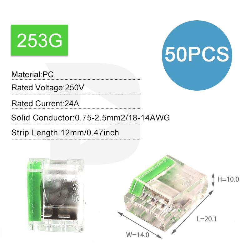 Mini Quick Splicing Wire Connector Hard Wire Straight Insertion 2/3/5/6/8pin Compact Conductor Terminal Block Junction Box
