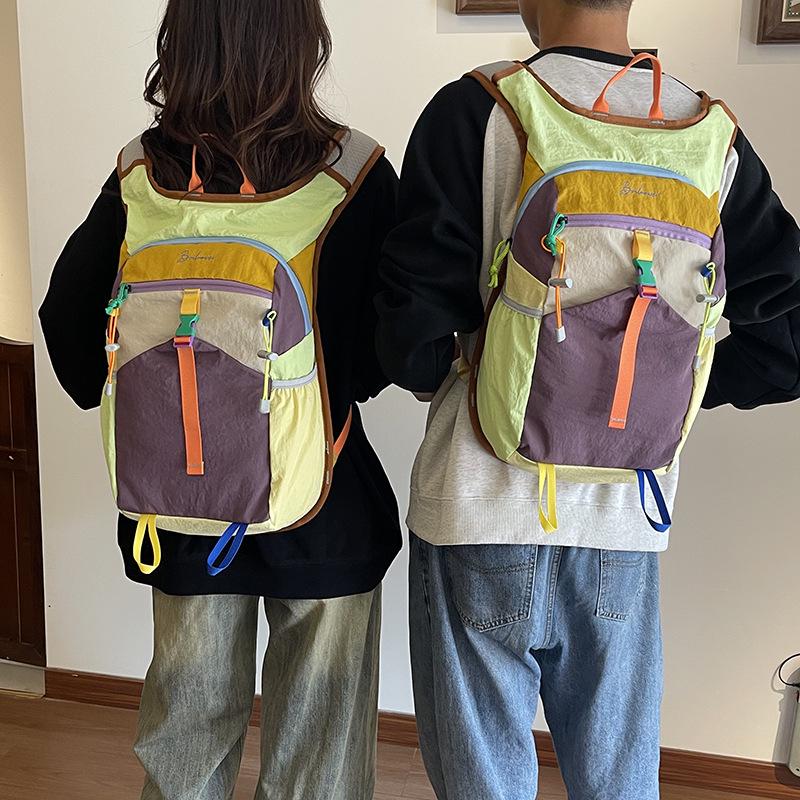 Versatile Color-Block Outdoor Backpack - Water-Resistant, Lightweight & Stylish for Travel and Mountaineering