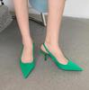 Women Simple Blue Slingback Pumps 2025 Summer Elegant Pointed Toe High Heels Shoes Woman Solid Thin Heel Sandals for Women