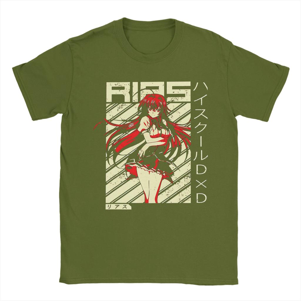 Streetwear High School DxD Lustiges Anime DxD Rias Gremory Retro T-Shirt Herren Baumwolle Kurzarm Rias Gremory O-Ausschnitt Sommer Tops