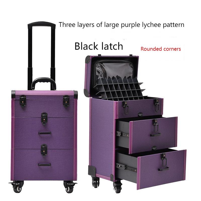 

Многофункциональный футляр для макияжа, дорожный косметический футляр на тележке, профессиональная косметическая тележка для ногтей, чемодан, новый ящик для инструментов для хранения татуировок