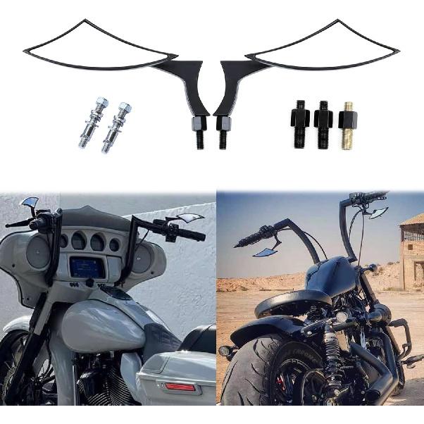 8Mm 10Mm Black Motorcycle Rearview Side Mirrors Blade Compatible With Harley Sportster Iron 883 Road King Street Softail Electra Glide