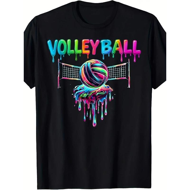 Kids Crewneck Black Tee, Colorful Volleyball Net Alphabet Print 110 чёрный