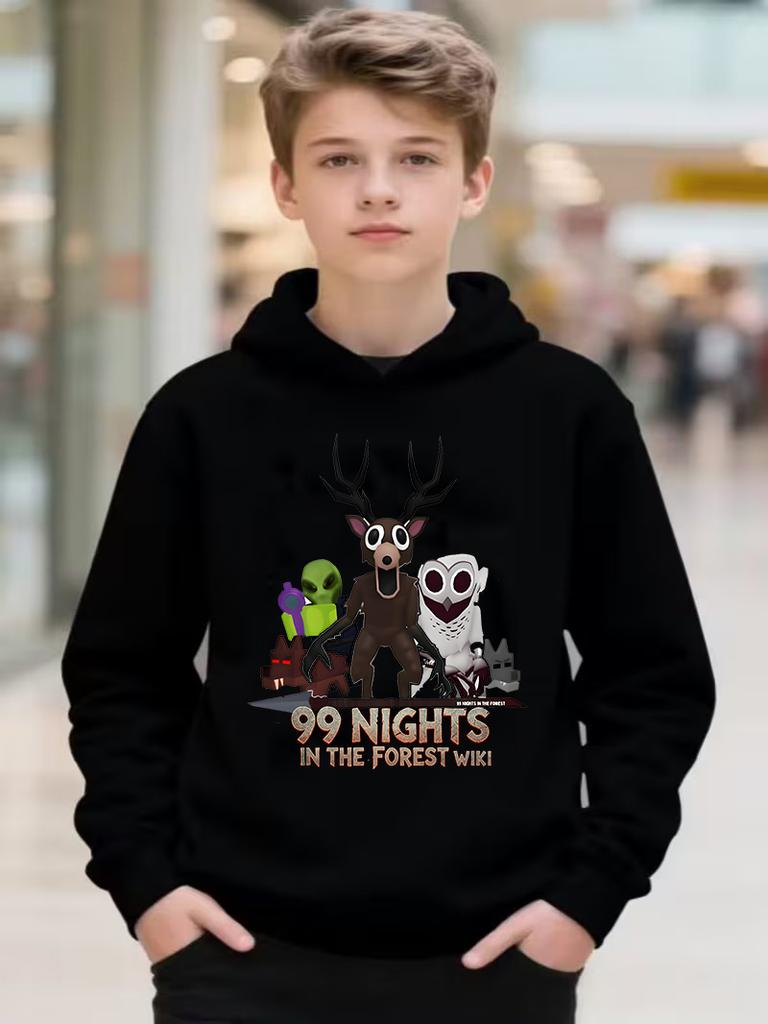Game 99 Nights in The Forest Clothing Cartoon Deer Girls Boys Hooded Sweatshirt Children New Fashion Tops Girls Casual Outfits
