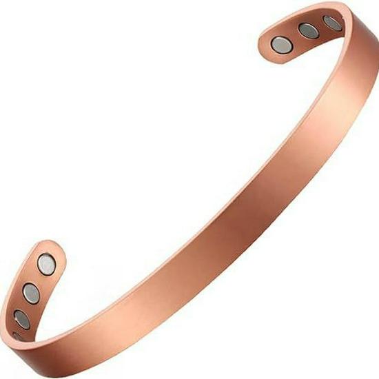 Adjustable Open Ring & Magnetic Antique Red Copper Bracelet Set