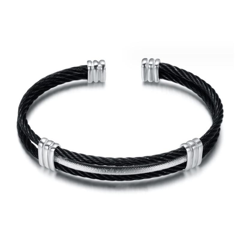 Luxury Wire Knot Men Bracelet Hip Hop Women Stainless Steel Open Cuff Jewelry