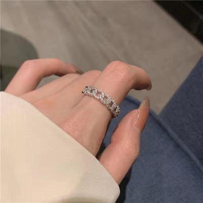 Crystal Shine Sparkling Ring For Women Girls Korean Simple Style Charming Round Finger Rings Female Wedding  Jewelry
