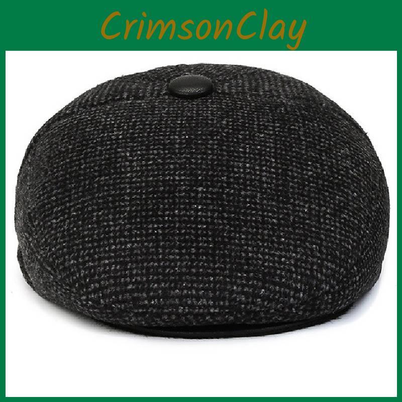 Pattern Men Checkered Duckbill Hat Ear Protection Cotton Cap Outdoor Headwear