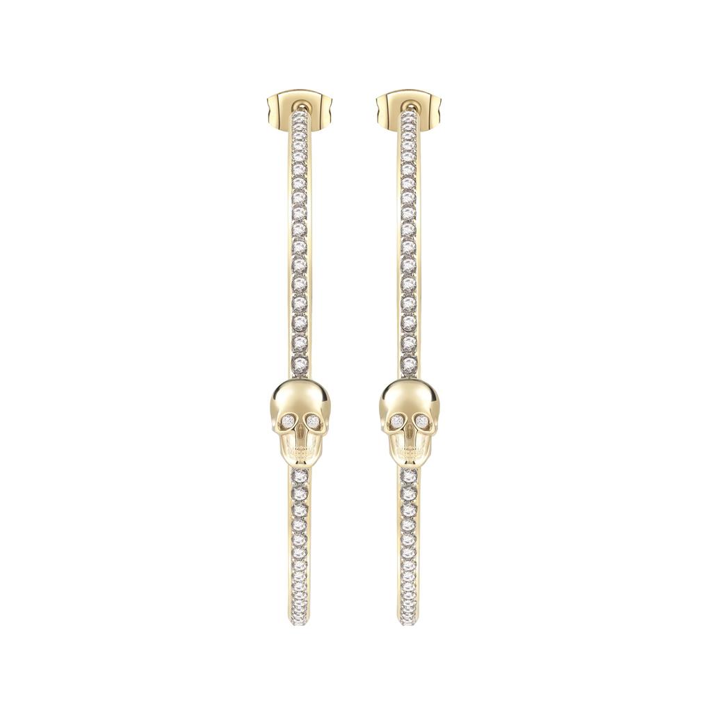 PLEIN Accessories Earrings Philipp Plein Jewelry LETTERING PJ1AA01EU LETTERING IP YELLOW GOLD CRYSTALS HOOP EARRINGS 50 Mm Yellow Gold Stainless Steel