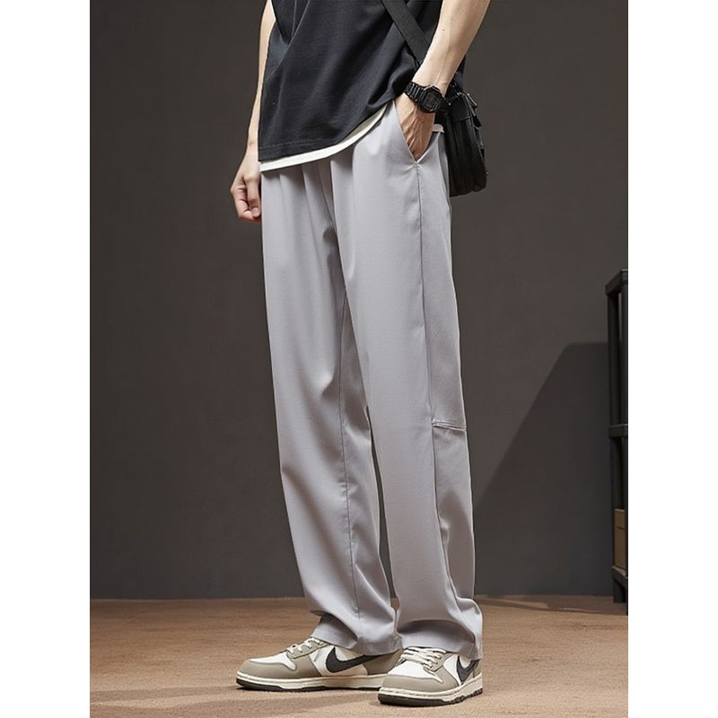 Outdoor Sports Ice Silk Cool Feeling High Elastic Straight Quick-Dry Pants Men's Summer Thin Pants Foreign Trade Men's Casual Trousers