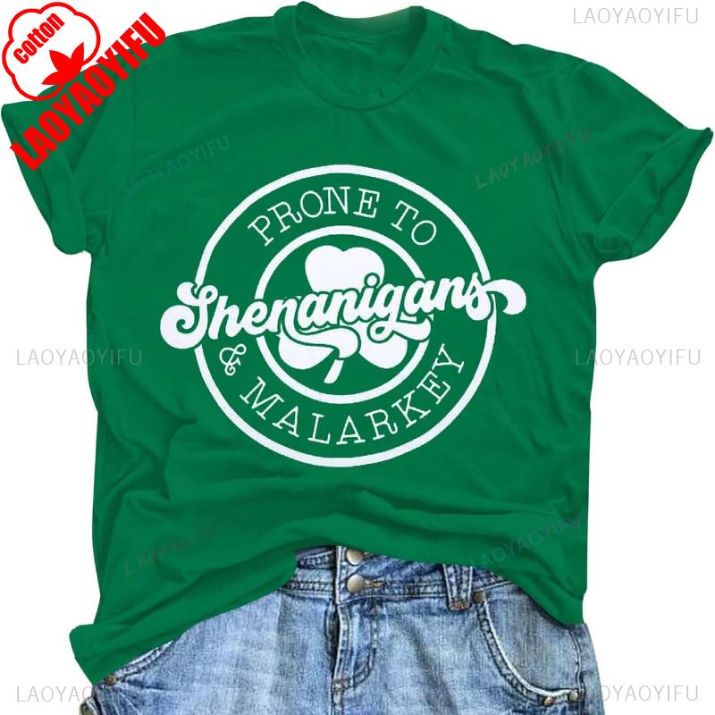 Womens St Patricks Day Shirts Let The Shenanigans Begin Shirt Lucky T Shirt Green Tee Funny Sayings Tops Vintage Aesthetic Tees