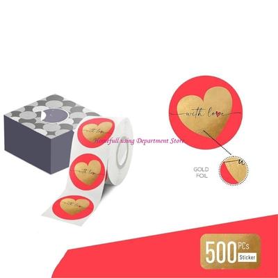 500Pcs Valentines Day Heart Sticker Self-Adhesive Wrapping Labels 38mm Valentines Decoration Sticker for Wedding
