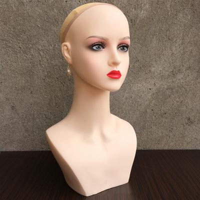 Female Mannequin Head Manikin Stable Base Smooth Wig Display Model with Shoulder for Jewelry Wigs