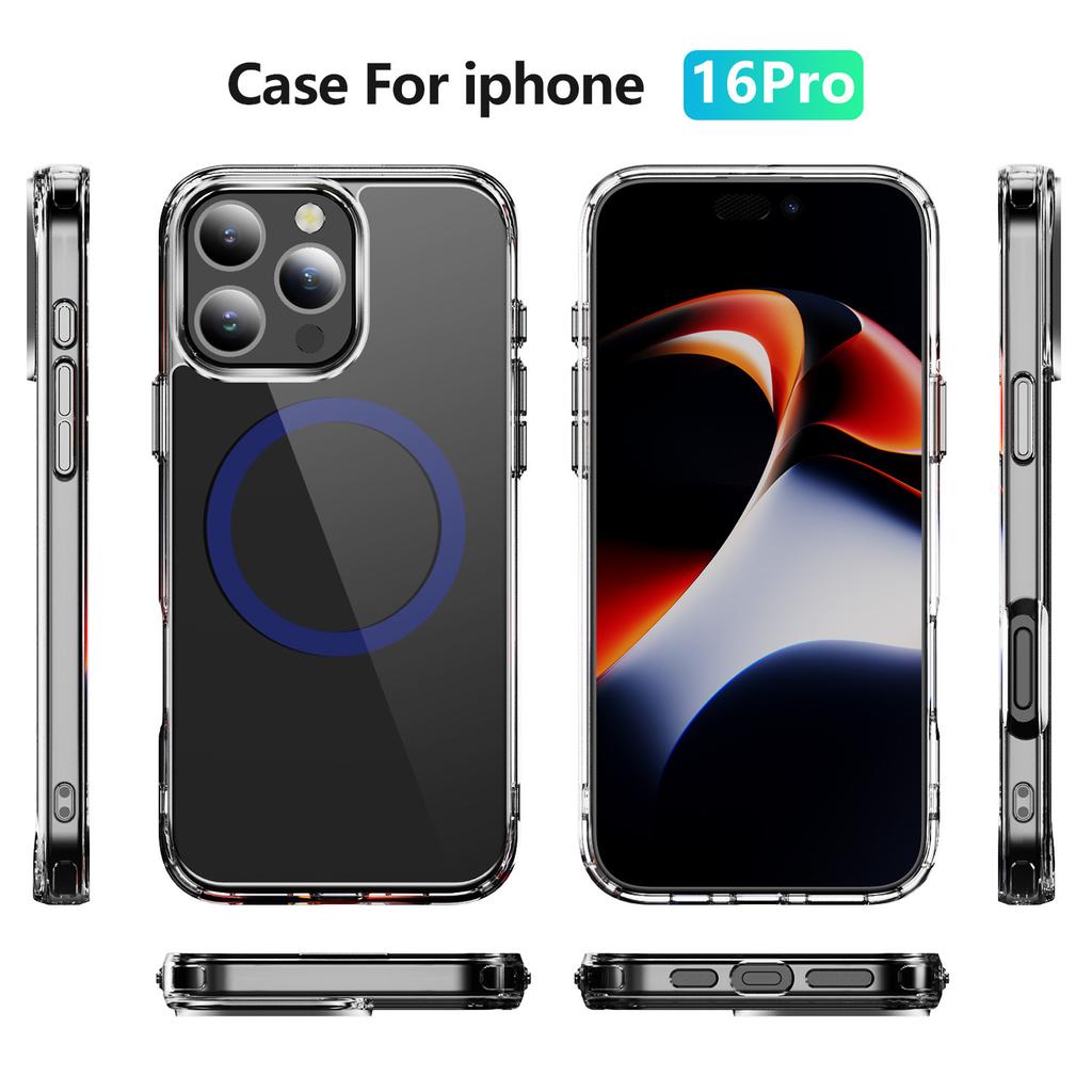 For IPhone Mobile Phone Case Anti-fall 2.0 Magnetic Ring for Apple Mobile Phone Protective Cover Anti-yellow Material Transparent Mobile Phone Case