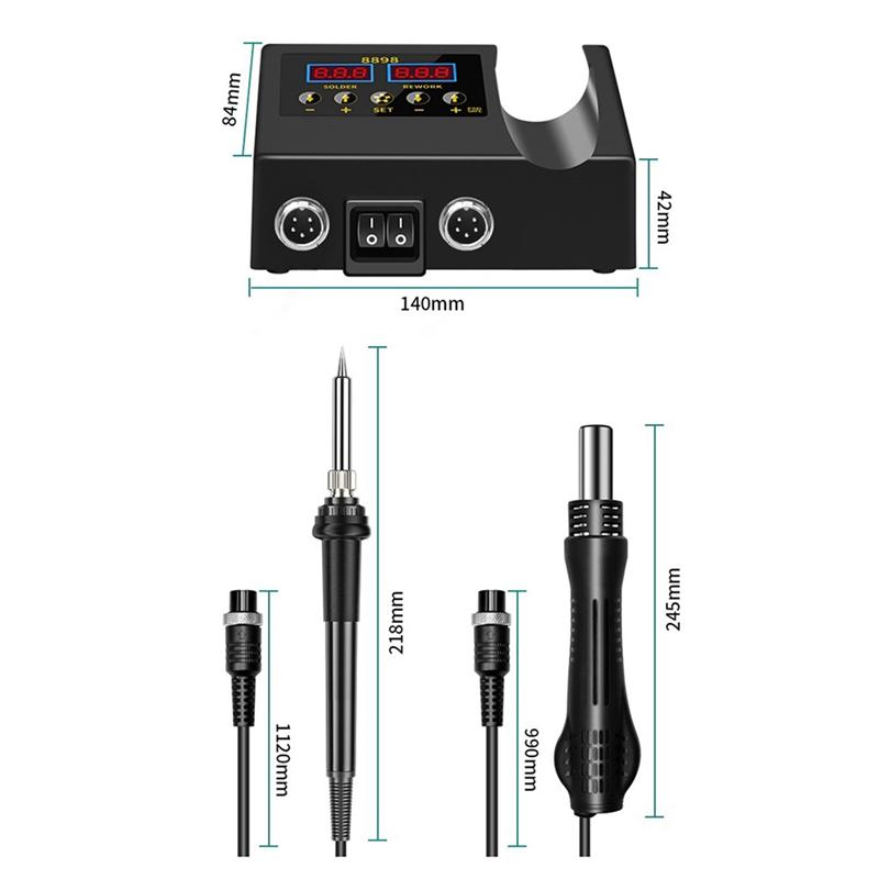 ABWR-8898 Soldering Station 2 In 1 Hot Air Soldering Iron LCD Digital Display Welding Station For BGA PCB IC Repair US Plug