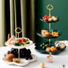 Multi-layers Iron Ceramic Fruit Plate Living Room Hoom Snack Plate Candy Bowls Nordic Dessert Shelf Rack Table Decor Fruit Plate Basket Snacks Tray