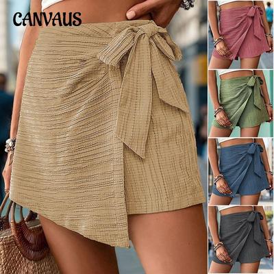 Kadın Yaz Şort Doku Tasarımı Düz Renk Culottes