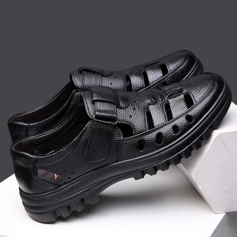 Men's Summer Sandals Luxury Leather Casual Shoes 2025 Comfortable Outdoor Fashion Sandals Soft Bottom Anti Slip Breathable Shoes