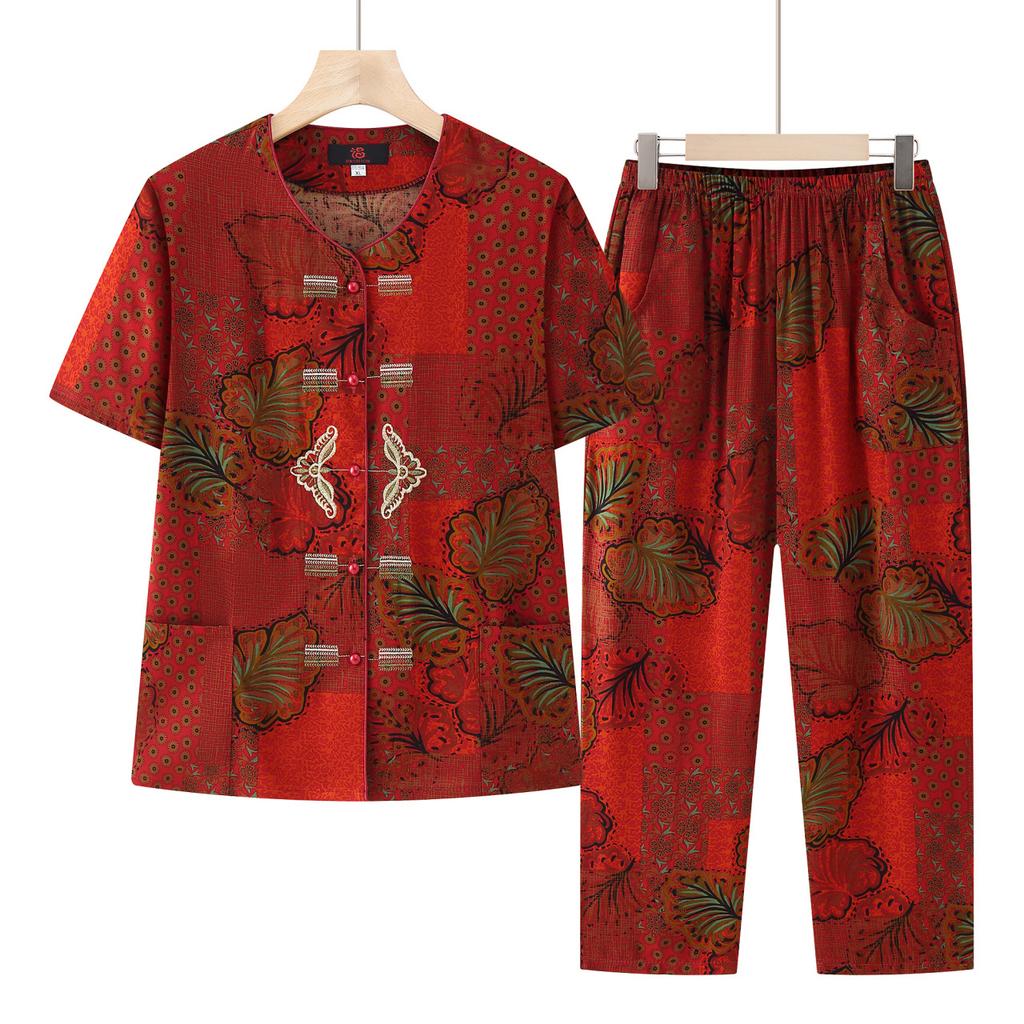 Ältere Mode Sommerkleidung Damen Sommer Bequemer Atmungsaktiver Anzug Strickjacke