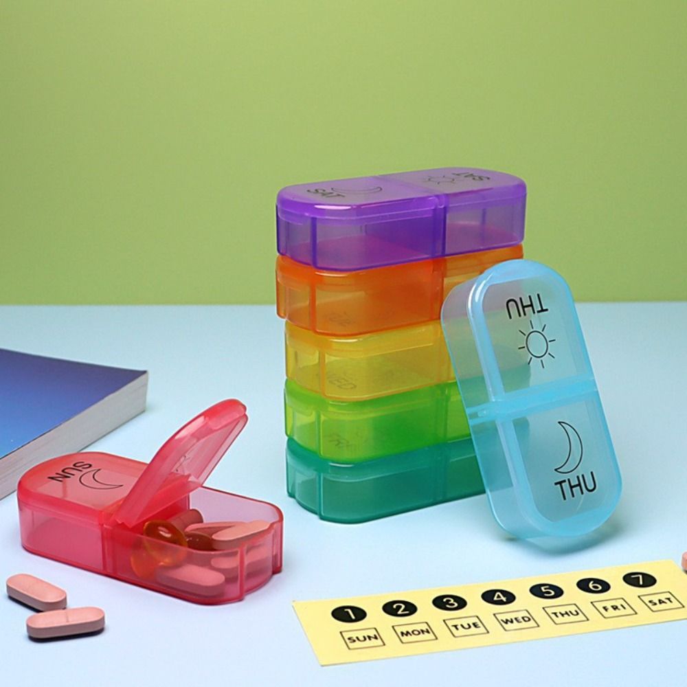 Waterproof Weekly Pill Case Moisture-proof Medicine Storage Box for Travel Household