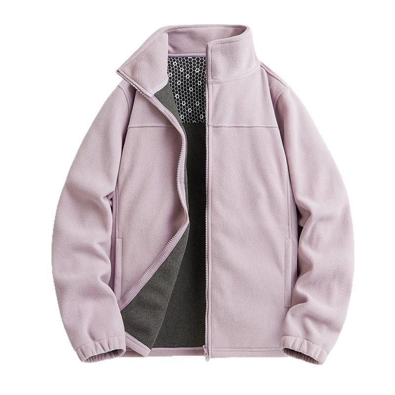 Unisex Fleece Jacket Winter Warm Outerwear Oversized Fit Soft Brushed Polar Hoodless Coat