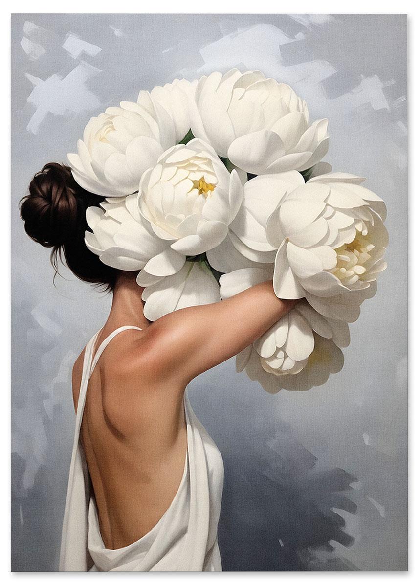 

Plakat białe kwiaty na głowie portret 30x40 cm