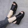 Fashion Summer Wedge Shoes for Women Sandals Solid Color Open Toe High Heels Sandals Casual Ladies Buckle Strap Fashion Female Sandals