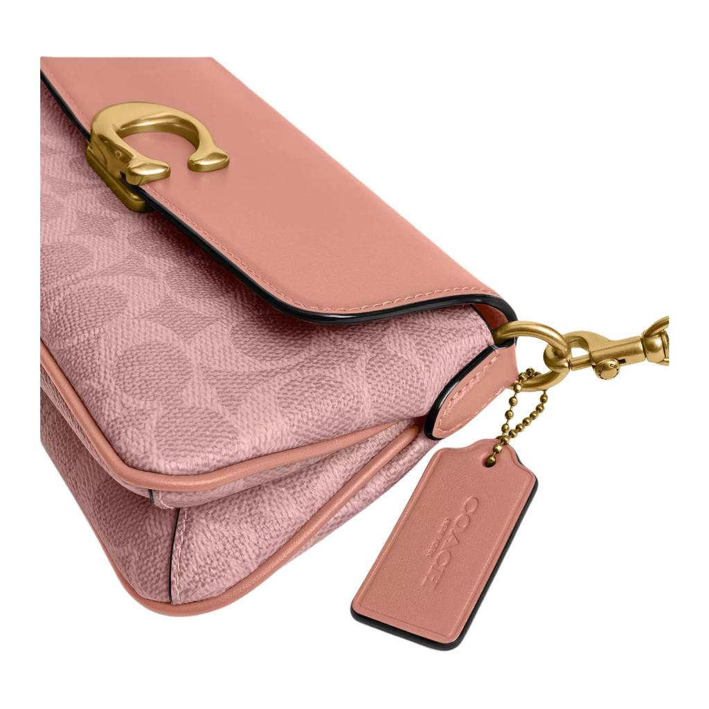 Coach Jet 11 Logo Coated Canvas And Calfskin Shoulder Bag Women Shoulder Bag Pink CBA83-B4YU2
