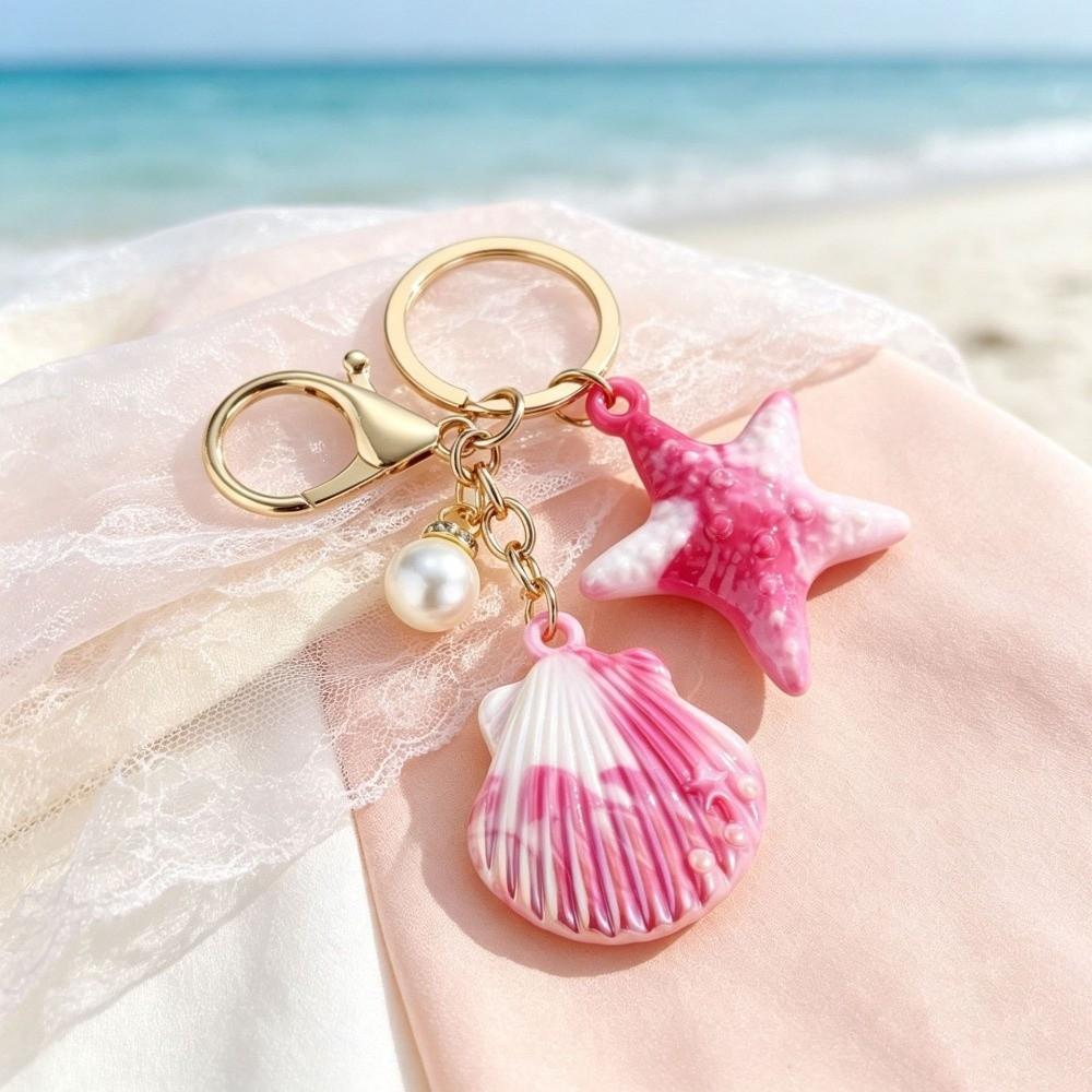 Marine Creature Shell Key Ring Colorful Shell Pendant Fashion Shell Keychain  DIY Jewelry Gifts