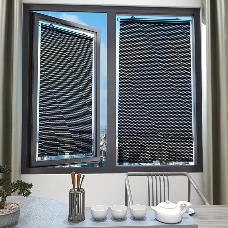 הצללת גלילה נשלפת ניידת עם כוסות יניקה, הגנה מפני שמש ובידוד חום, מושלמת לחלונות בית ולשימוש ברכב