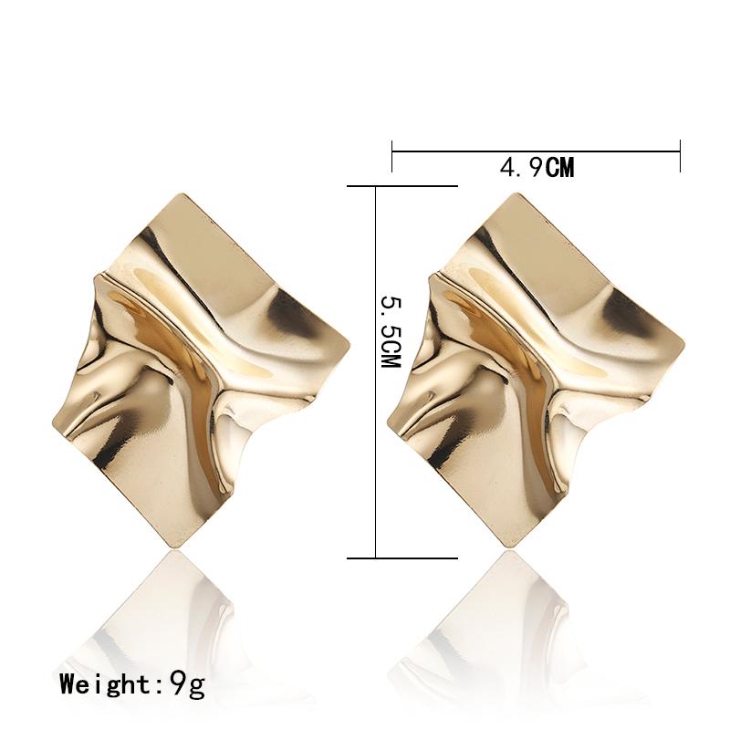 Vintage Golden Square Statement Earrings For Women Fashion Zircon 2025 Party European Ear Dangle Irregular Geometry Accessories
