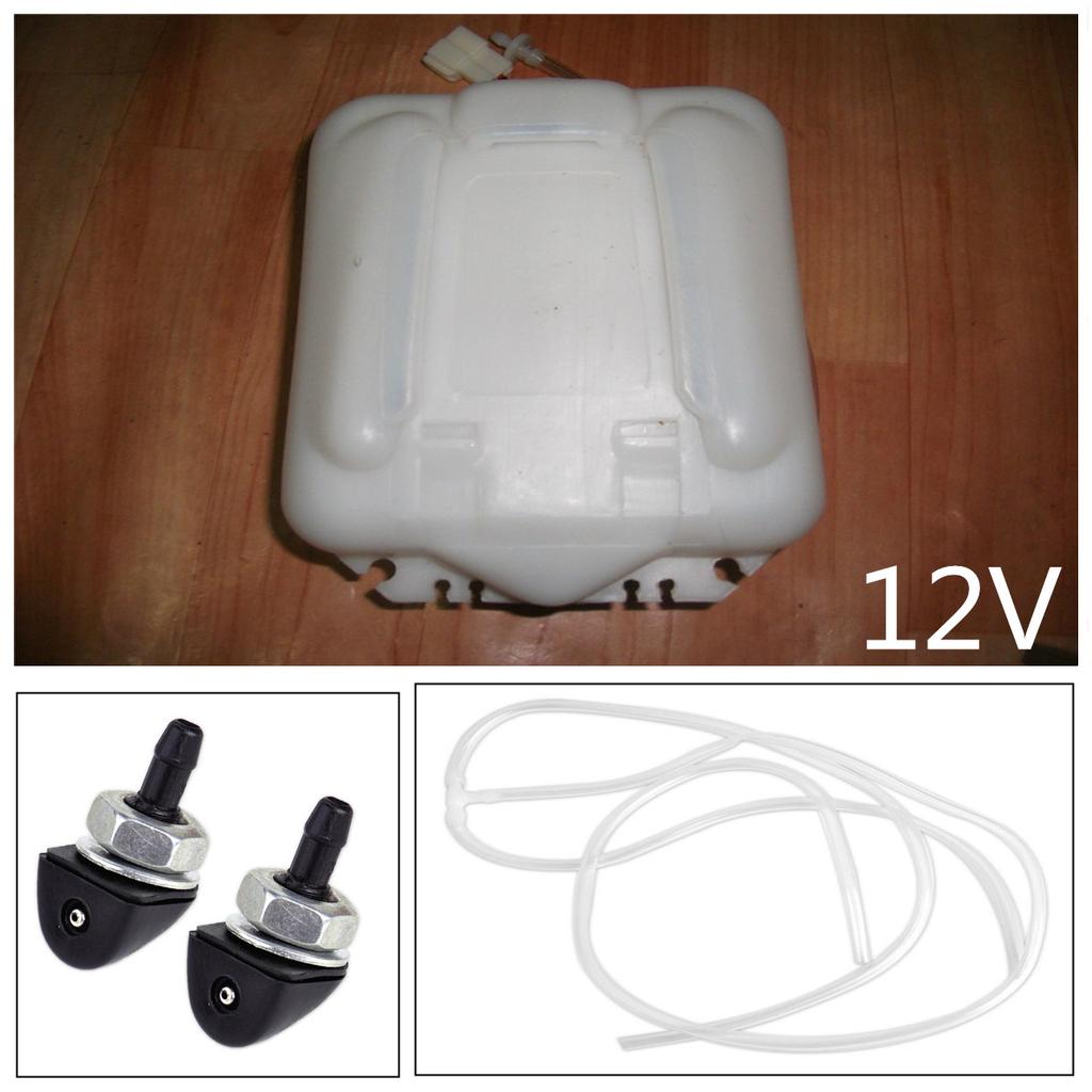 Universal 12V Metal White Car 2 Pin Windshield Washer Reservoir Pump Bottle Tank Kit Jet Switch Clean Tool For Classic Cars