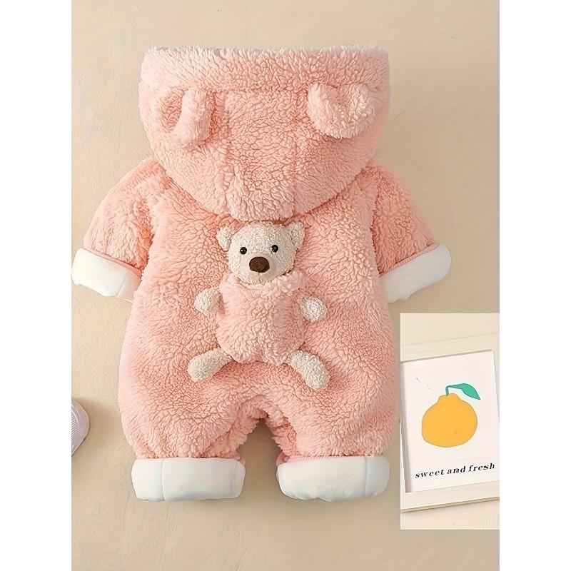 [Warmer Jumpsuit] Warmer Jumpsuit mit Kapuze, Baby Winterkleidung | Neugeborenes Baby Bär Dekor, Babykleidung für Jungen und Mädchen