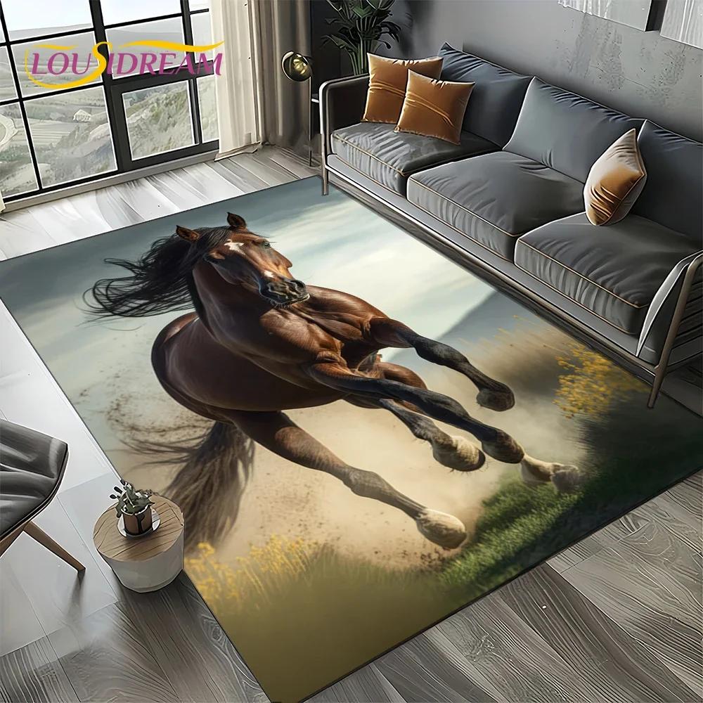27 Style New Horse Pentium Gallant Steed 3D Animal Carpet Rug for Living Room Bedroom Home Sofa,Kid Area Rug Non-slip Floor Mat