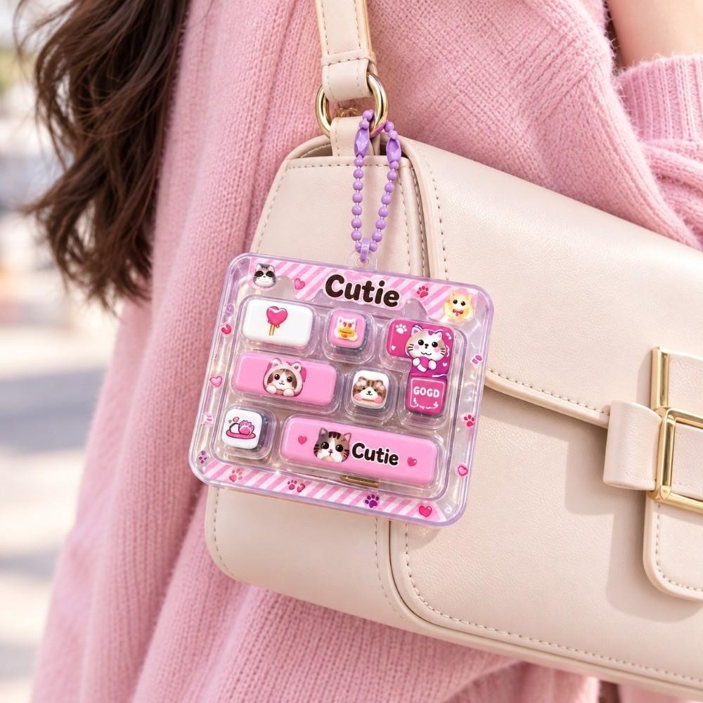 Cute Design Decompression Button Toy 7-Key Keyboard Keychain Kids Bag Pendant