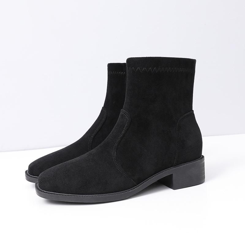 Size 32-43 Thick Heel Women Short Boots Fashion Slimming Ankle Boots Classic Style Autumn Winter Female SquareToe Women Boots