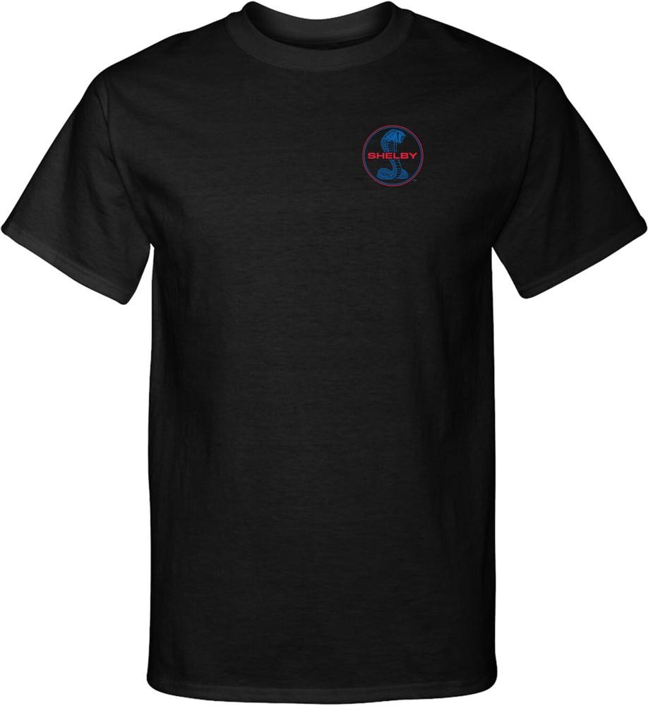 Ford Mustang T-shirt Shelby Blue and Red Logo Pocket Print Tall Tee Unisex T-Shirt XL