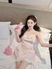 Summer New Ice Silk Nightgown Female Sexy Pure Desire Sweet Princess Style Thin Suspender Nightgown Loungewear Two-piece Set