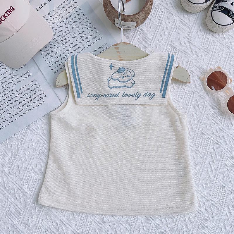 Girls' Summer Academy Style Two-Piece Set – Round Neck Short Sleeve Top and Breathable Skirt (CM0053)