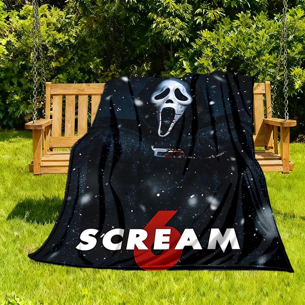 1 Stück ScreamHorror Outdoor-Decke, leichte Flanelldecke, weich & warm, Ganzjahresnutzung für Sofa, Außenbereich, Camping, Wohnzimmer, Büro, Stuhl