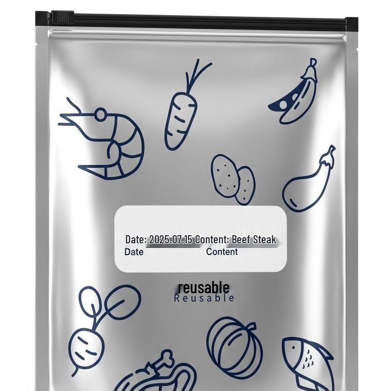 Thickened Aluminum Foil Freezer Bag - Food-Grade Zipper Storage for Fresh-Keeping