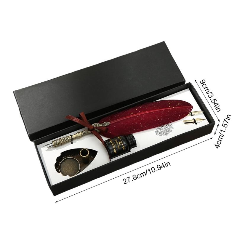 Vintage Signature Pen Calligraphy Pen for Writing, Delicate Gift Fancy Pen Feather Calligraphy Pen Set Luxury Quills Pen