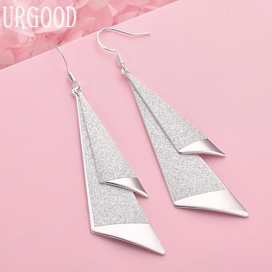 

925 Sterling Silver Fashion Geometric Earrings Wedding Jewelry 7.90*1.90cm