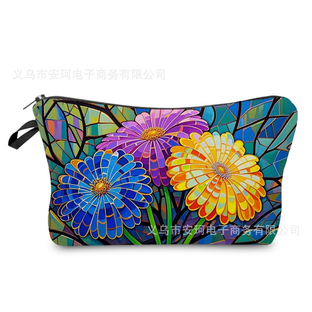 Floral Series Printed Cosmetic Bag, Gift Storage Bag, Practical Toilet Bag
