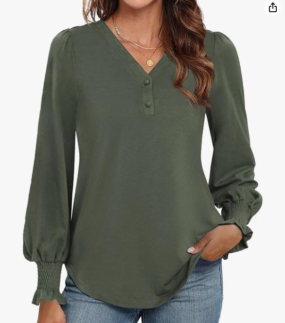 

2025 Cross-Border Autumn Women s Long Bubble Sleeve T-Shirt: European & American Style, Comfortable & Versatile XL зелений