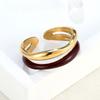 Ankara Red Oil Drop Double-layer Open Ring Female Niche Retro Stacked Ring Titanium Steel Plating