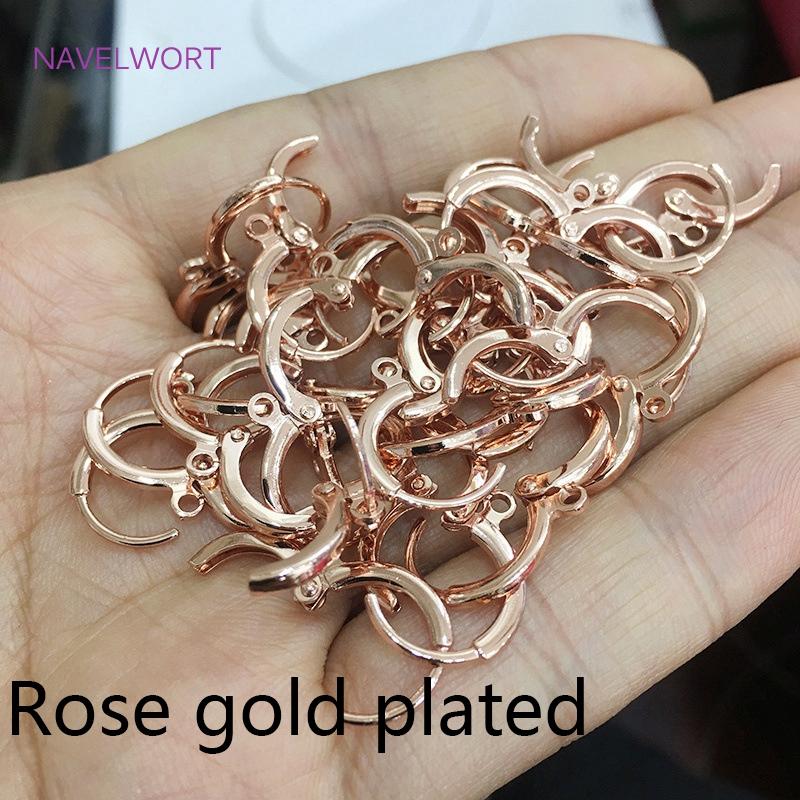 

Brass Metal French Hoop Earring Clasps Fittings 14K Gold Plated Ear Setting Base Finding Women Fashion Jewellery Making Supplies 11.6 mm - 10 pieces