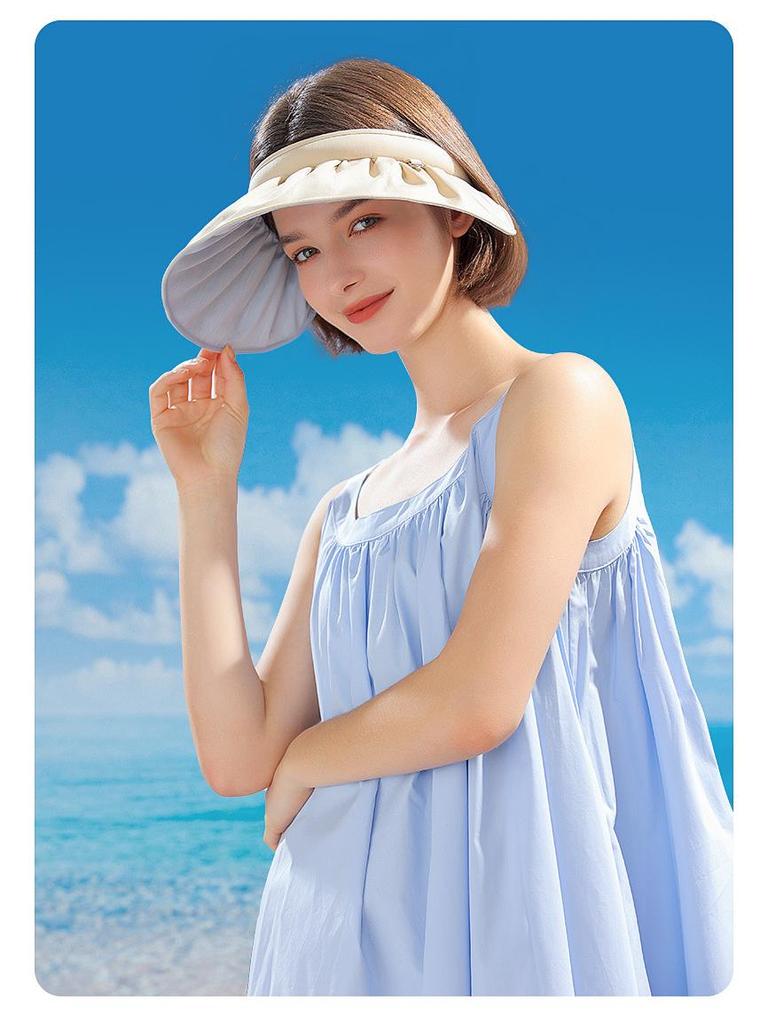 Women's Lightweight Sunshade Cap - Rollable, Breathable, UV Protection, Hair Tie Included