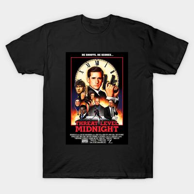 Asian Size Men Print T-shirt Threat Level Midnight No-Cut Heat Transfer Print Cotton Tshirt